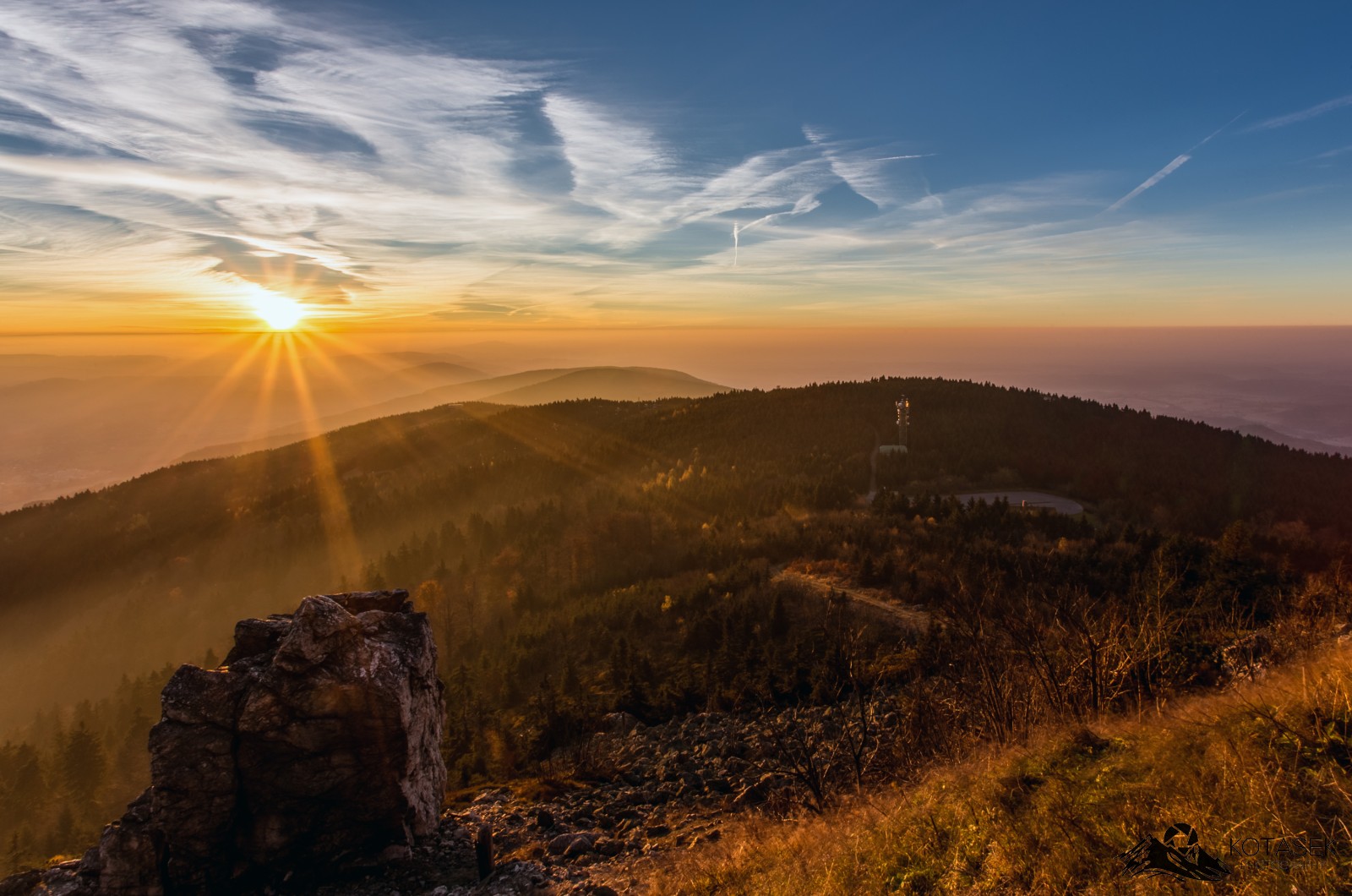 Sunrise over hill Černy vrch