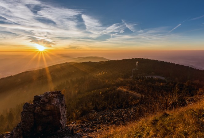 Sunrise over hill Černy vrch